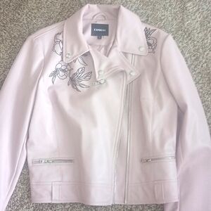 Express faux leather embroidered jacket